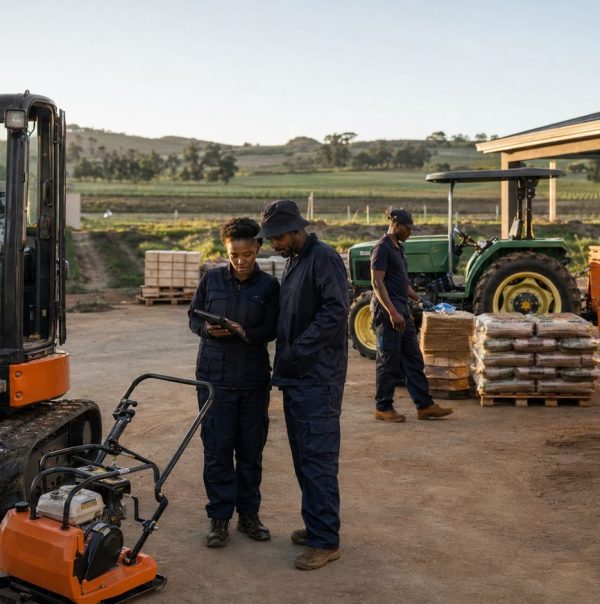 South African Equipment Yard at Dawn